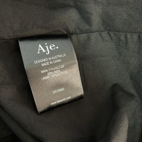 Aje Mimosa Puff Sleeve Cutout Black Onyx Mini Dress Size 6 - Picture 11 of 12